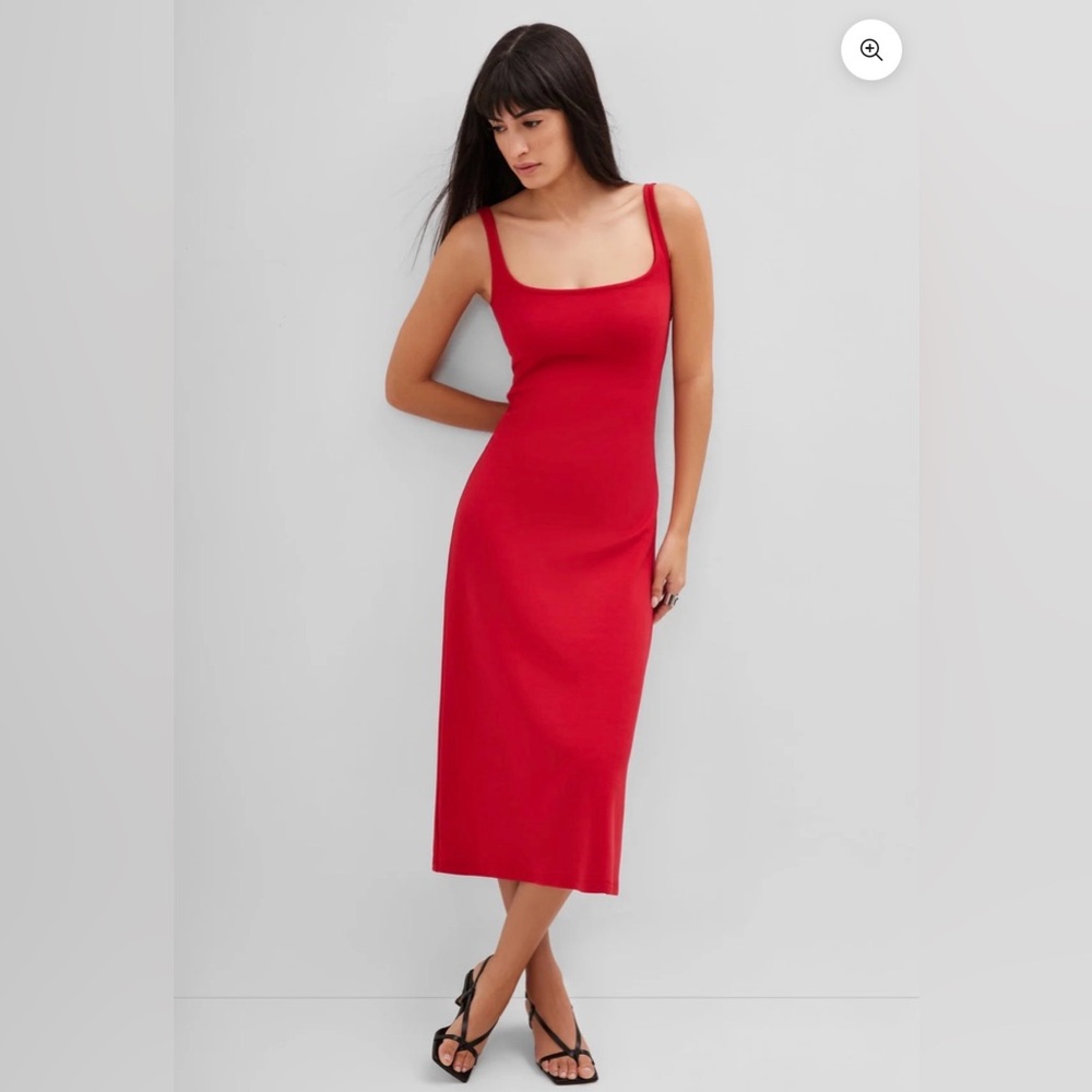 Sleek Red Midi Tank Dress